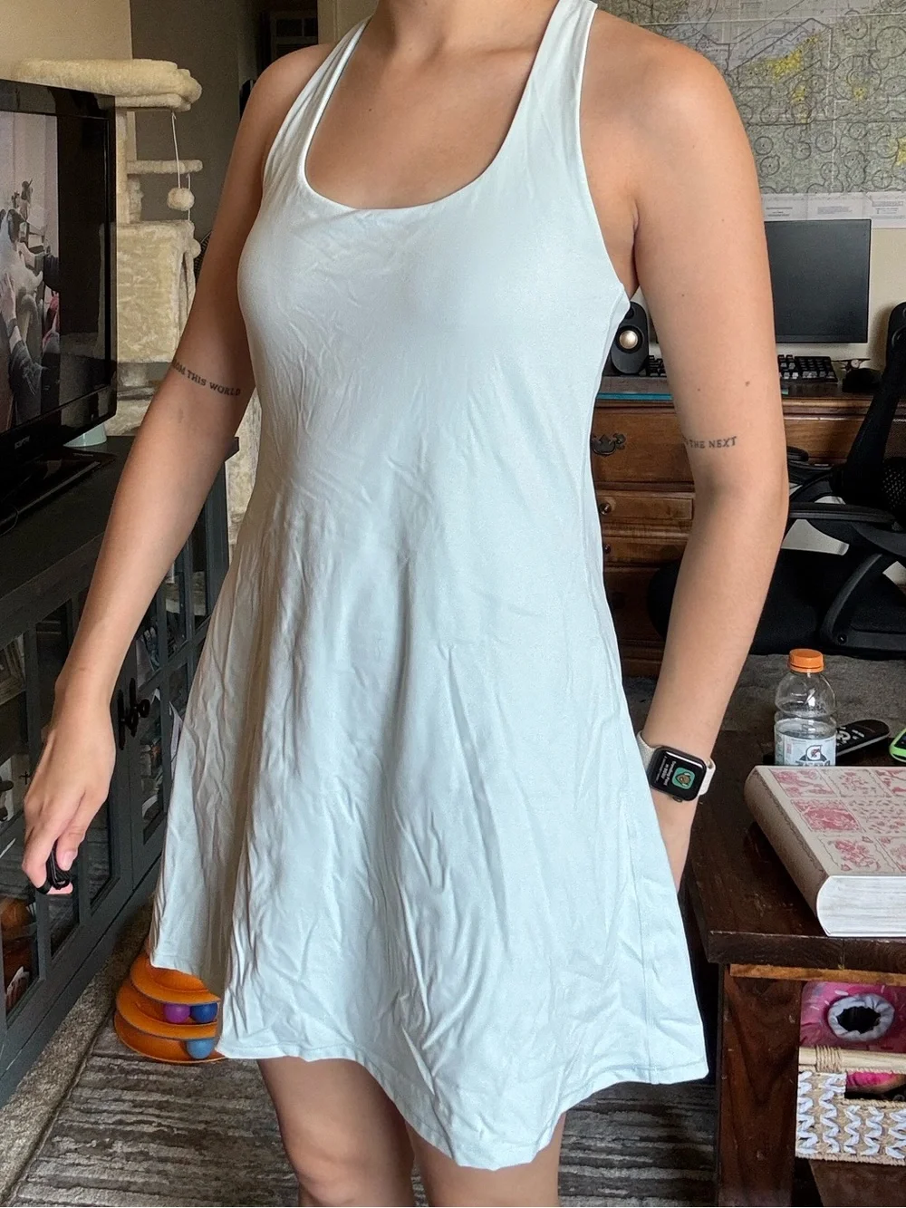 Light Blue Racerback Athletic Dress - with easy shorts - Picture 1 of 4
